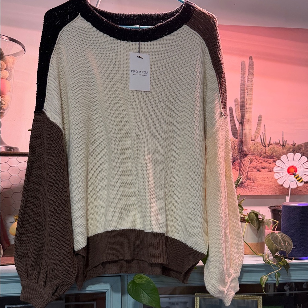 Promesa Women's Sweater - Cream, Brown, Black